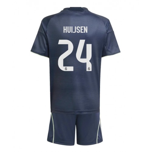 Stroje piłkarskie Real Madrid Dean Huijsen #24 Koszulka Wyjazdowej dla dzieci 2025-26 Krótki Rękaw (+ szorty)
